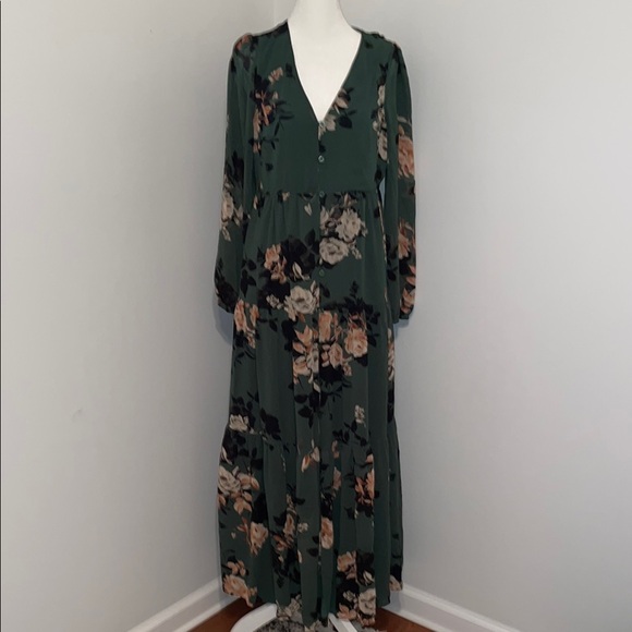 Sugarlips Dresses & Skirts - Floral Maxi Dress in Green